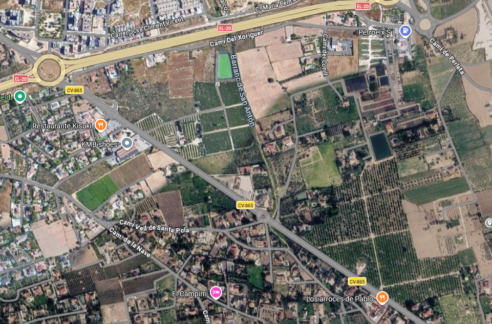 Barranc de Sant Antoni i carretera de Santa Pola
