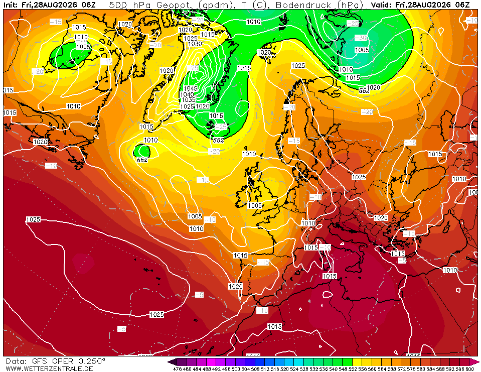 Mapa de 500 hPa del 29 de agosto de 2026