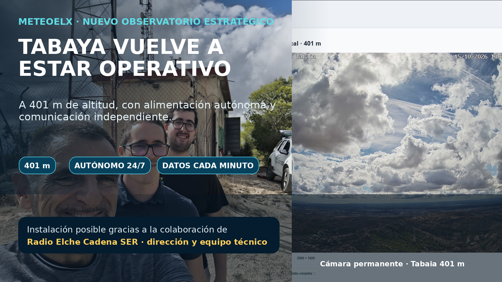 Nou observatori estratègic de MeteoElx a la serra de Tabaia